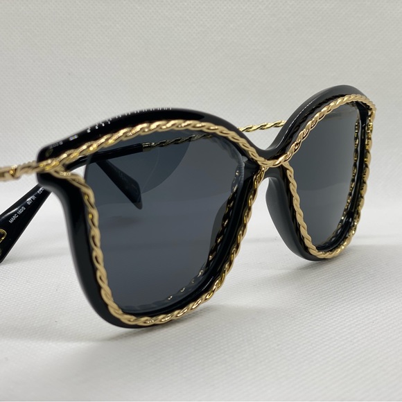 Brand New Marc Jacobs Oversized black gold twist Squared Sunglasses Authentic - Picture 5 of 9